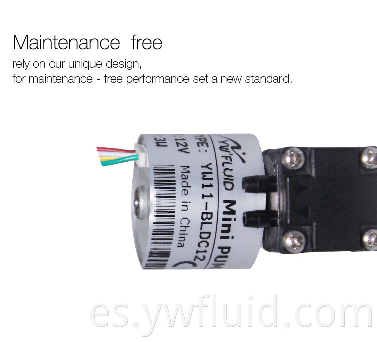 Bomba de diafragma de vacío de vacío y Mini de aire de YWFluid Electric de 12V DC con motor BLDC YW11-Bldc